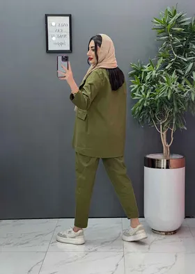مانتو شلوار ست لینن دو دکمه