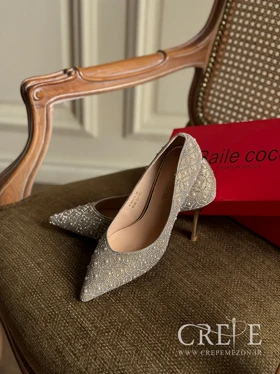 کفش نگین برجسته پاشنه 8 سانت