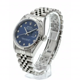 ساعت استیل زنانه طرح رولکس نقره ای صفحه آبی