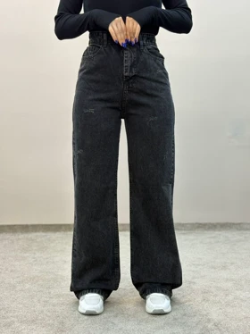 شلوار نیمبگ جین ذغالی سنگشور6158 ام کی