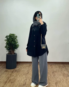 مانتو لینن گلدوزی نسترن