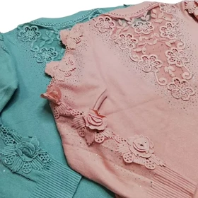 بلوز بافت مجلسی زنانه گپ ترک گل برجسته