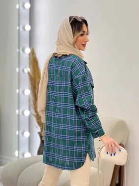 مانتو چهارخونه دو جیب پاکتی