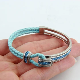 دستبند زنانه طرح بنگل بولگاری (آبی روشن)