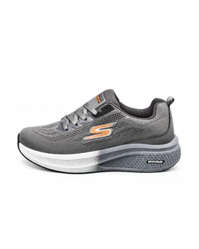 کفش کتانی بزرگ پا اسکیچرز رانینگ زیره بست طوسی سیر SKECHERS