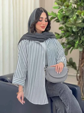 مانتو راه راه آستین پاگن