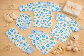 لباس نوزادی پنج تیکه کد 143