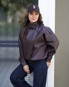 بامبر جکت چرم آستردار زارا (قهوه ای)