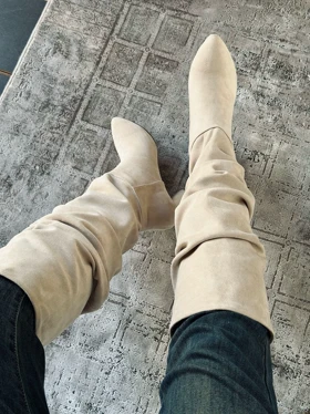 بوت بلند چروک پاشنه‌دار