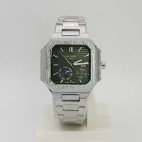 ساعت مچی مردانه پتک فیلیپ Patek Philippe سبک 3موتوره و رنگ ثابت ک (نقره ای با صفحه سبز)