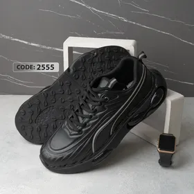 کتانی چرم بنددار مشکی زیره ژله ای مشکی سایز بزرگ PUMA