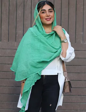 شال نخی لینن با حاشیه نوار دوزی شده دایانا