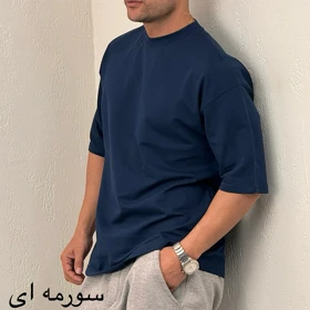 تیشرت لش باکسی سرمه ای مردانه پارچه ماکان گرماژ بالا
