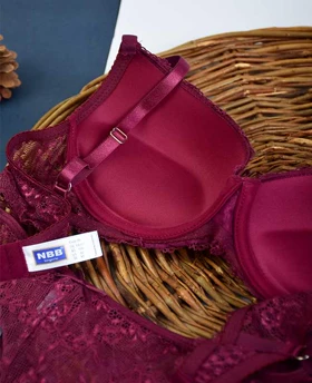 ست سوتین و شورت جک دار زنانه NBB رنگ زرشکی
