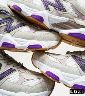 کفش کتانی مردانه و زنانه سفید شیری بنفش NEW BALANCE 9060