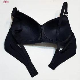 سوتین زنانه راه راه مدل بدون فنر کاپ اسفنجی مشکی کد 4857