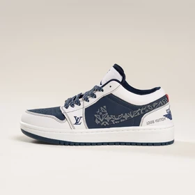 جردن وان لویی ویتون سفید سرمه ای (Nike Air Jordan 1 Low Louis Vuitton)