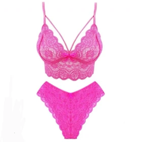 ست شورت و نیم‌تنه زنانه گیپور رنگ صورتی