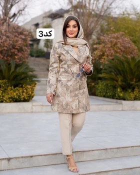 کت ژاکارد یقه تی مدل ایودا کد 2763