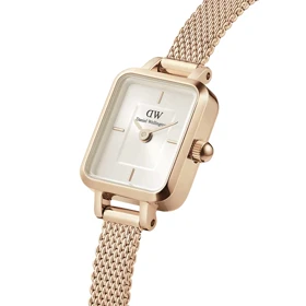 ساعت دنیل ولینگتون زنانه مستطیلی بند حصیری رز صفحه نباتی DW-4925-L