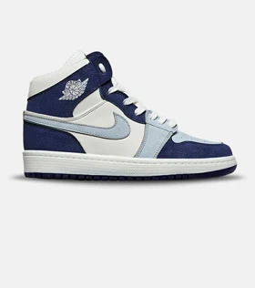 کفش کتانی مردانه و زنانه ساق‌دار سفید آبی NIKE jordan 1 مدل 8455