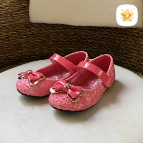 کفش دخترانه تخت وارداتی برند kenike سایز 25 تا 30 گیپور گلبهی