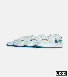 کفش کتانی مردانه و زنانه سفید آبی نایک NIKE dunk low steam puppet