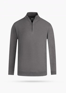 پلیور مردانه آستین بلند نیم زیپ ذغالی