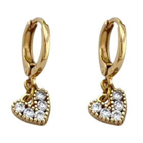 گوشواره زنانه طرح طلا آویز قلب نگین‌دار مدل مهرینا برند ژوپینگ