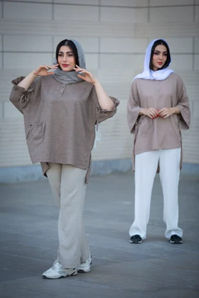 مانتو راه راه جلو بسته گت دار