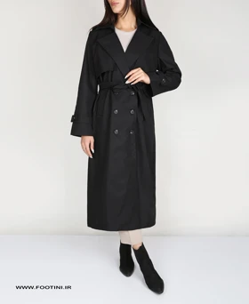 بارانی کتان بلند کد 12 MNU (مشکی)