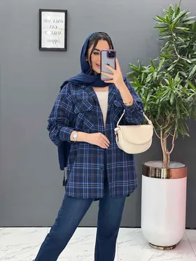 مانتو چهارخونه دو جیب