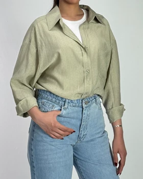 شومیز شیشه ای طرح دار کد 500532 (سبز ماچا)