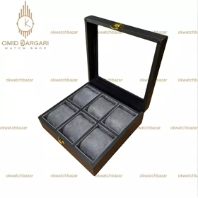 جعبه شش تایی چوبی داخل طوسی Watch Box