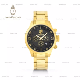 ساعت مچی پورشه دیزاین کورنوگراف بند طلایی صفحه مشکی Porsche Design