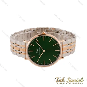 ساعت دنیل ولینگتون مردانه دورنگ رزگلد صفحه سبز DW-4721-G