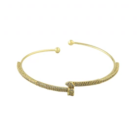 دستبند زنانه بنگل مدل پیچی نگین‌دار