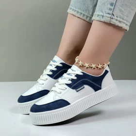 کفش و کتانی اسپرت زنانه و دخترانه مدل فشیون FASHION رنگ سفید سرمه ای