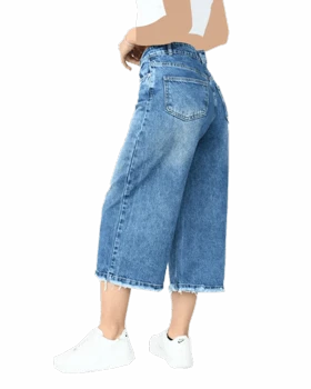 شلوار جین شورت بگ آبی