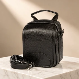 کیف دوشی کوچک چرم طبیعی (فلوتر - مشکی)