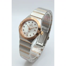 ساعت امگا زنانه نقره ای رزگلد