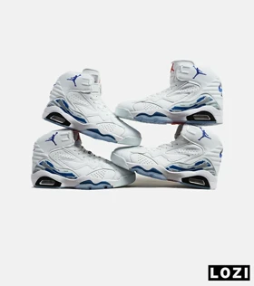 کفش کتانی ساق‌دار مردانه سفید آبی Nike air jordan 6