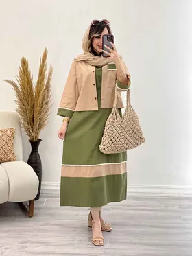 ست کت و پیراهن تک جیب ریش دار