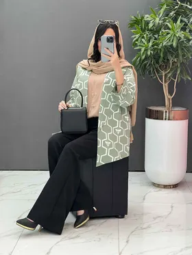 مانتو ژاکارد کتی آستین دوبل