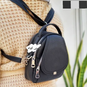 مینی کوله دخترانه فانتزی چرمی سه کاره رنگ مشکی