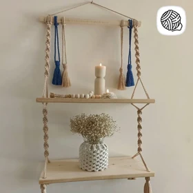 شلف دیواری مکرومه بافی دو طبقه کد 02 (طول 50cm)