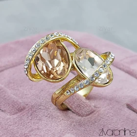 انگشتر جواهری نگین‌دار با سنگ سواروسکی 30100