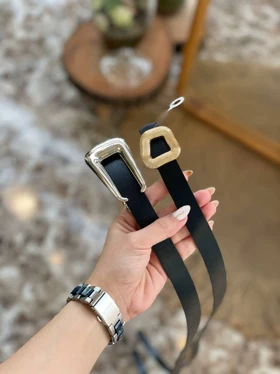 کمربند چرم مشکی 2 سانت