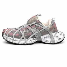 کفش کتانی مردانه مدل بالنسیاگا اسپایدر کاستوم طوسی صورتی BALENCIAGA SPIDE