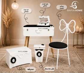 ست میز چرخ چمدانی دوژان طرح سفید راه مشکی